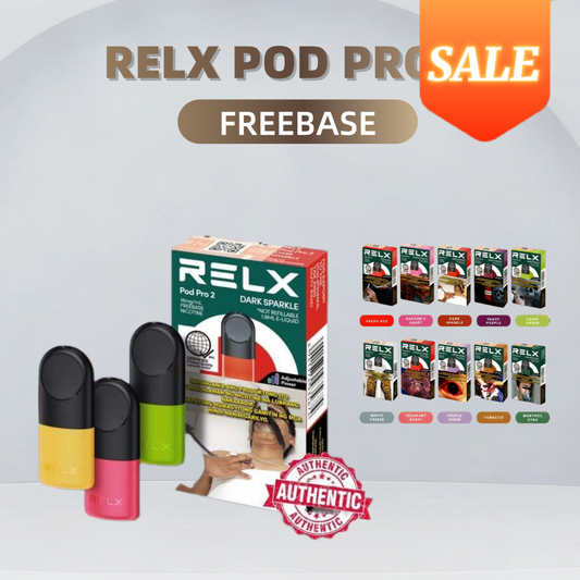 RELX Pod Pro 2 Freebase authentic vape pods, multiple flavors on sale promotion